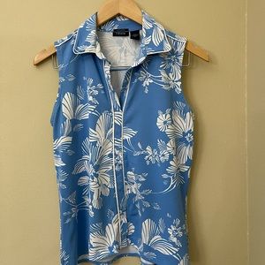 IZOD Blue and White Floral Extra Dry Tank Top
